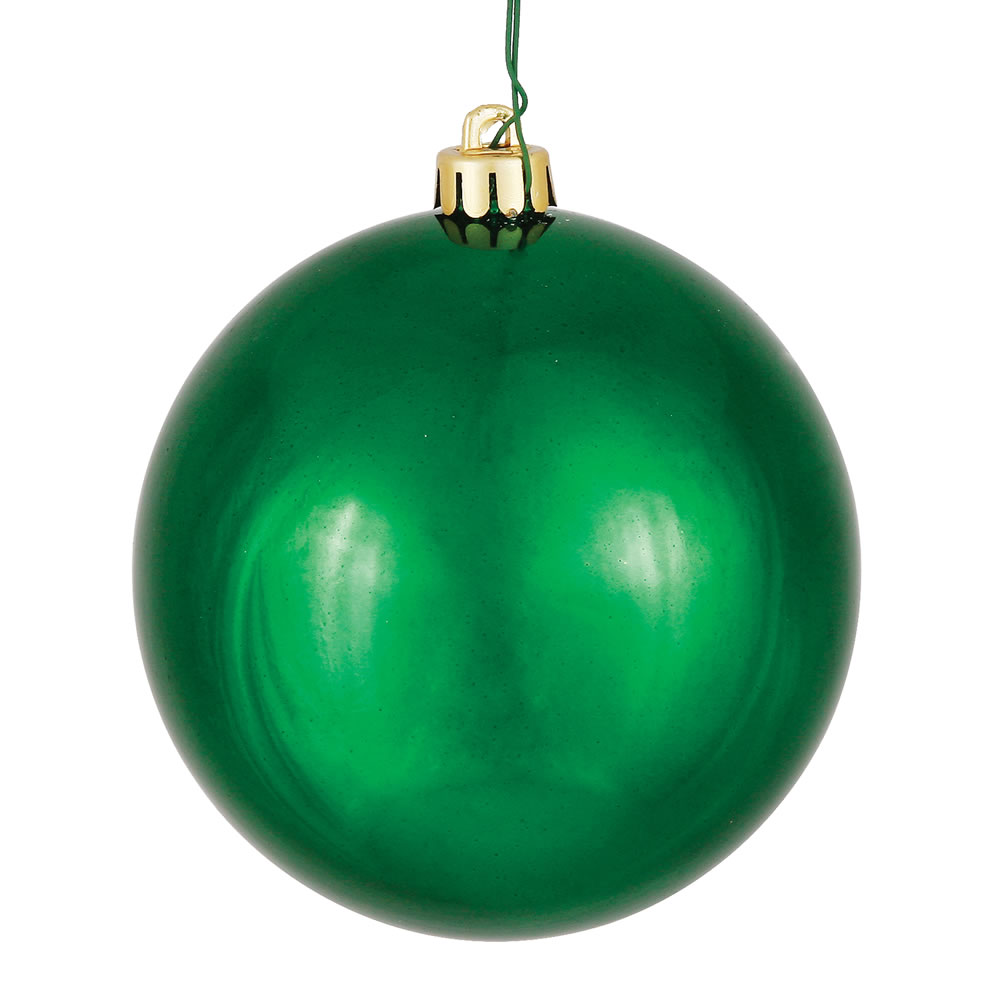 10 Inch Emerald Shiny Artificial Christmas Ball Ornament - UV Drilled Cap