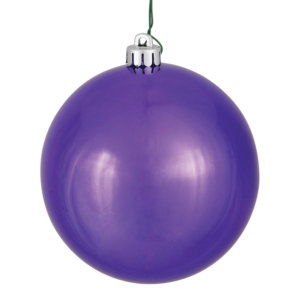 10 Inch Plum Shiny Artificial Christmas Ball Ornament - UV Drilled Cap