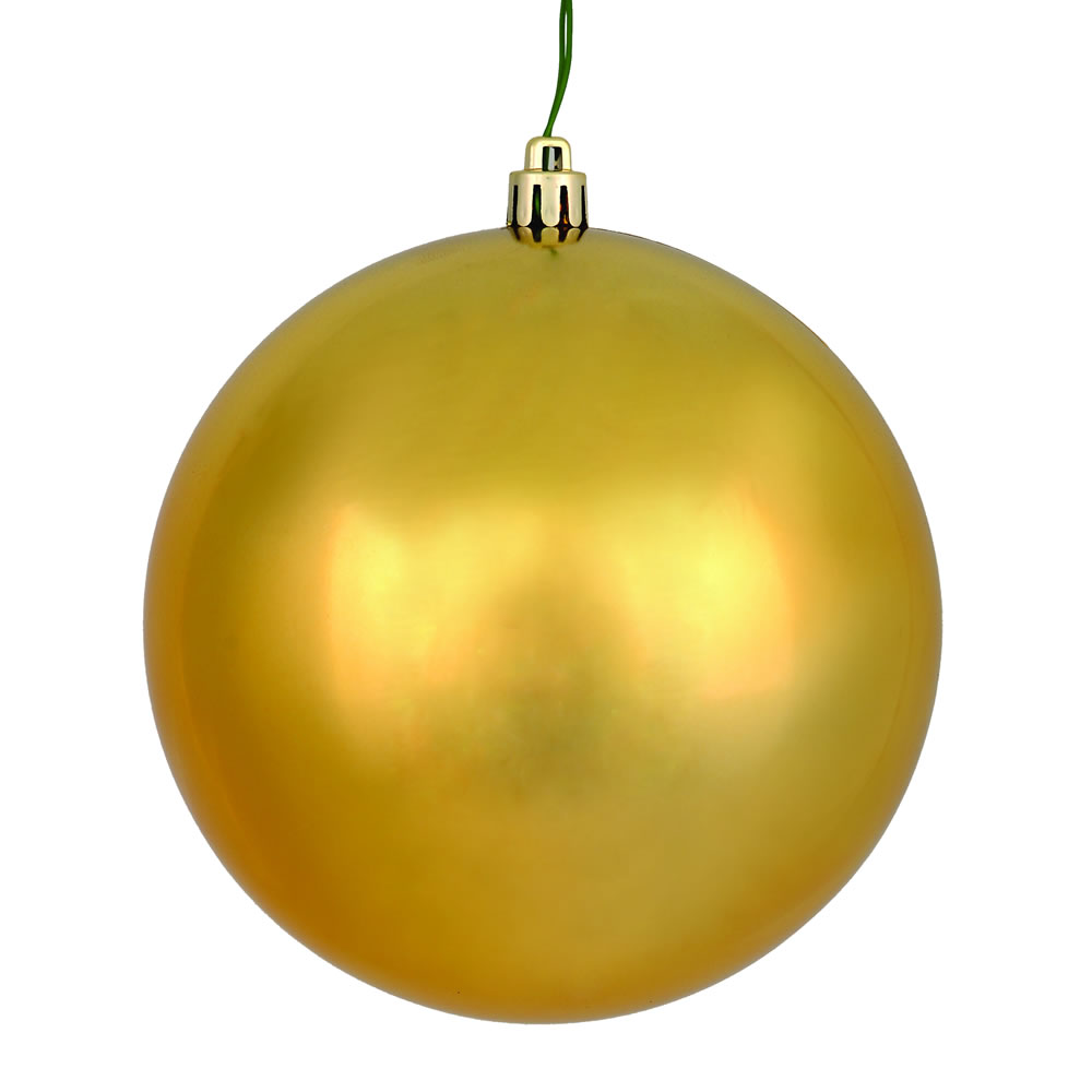 10 Inch Copper Gold Shiny Artificial Christmas Ball Ornament - UV Drilled Cap