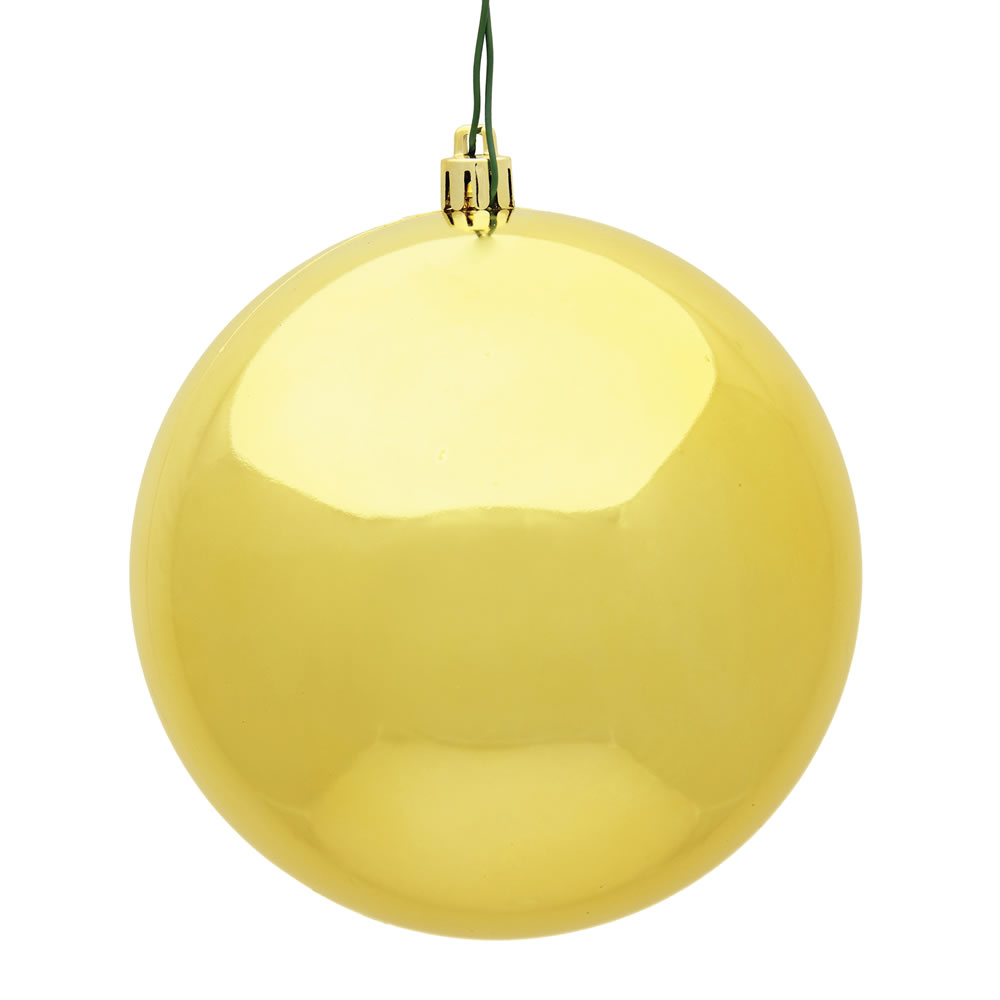 10 Inch Honey Gold Shiny Artificial Christmas Ball Ornament - UV Drilled Cap