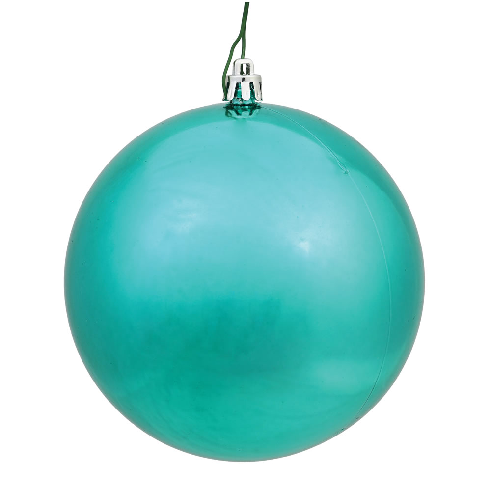 10 Inch Teal Shiny Artificial Christmas Ball Ornament - UV Drilled Cap