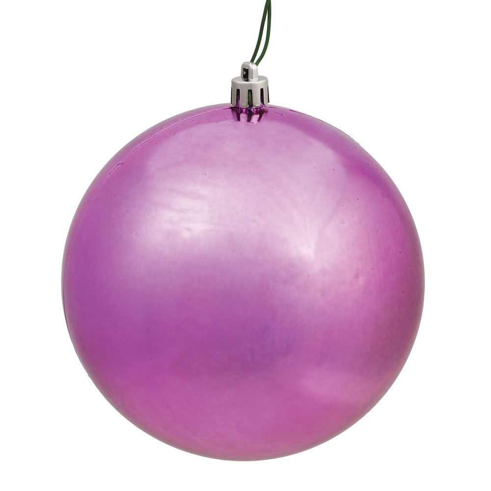 10 Inch Mauve Shiny Artificial Christmas Ball Ornament - UV Drilled Cap