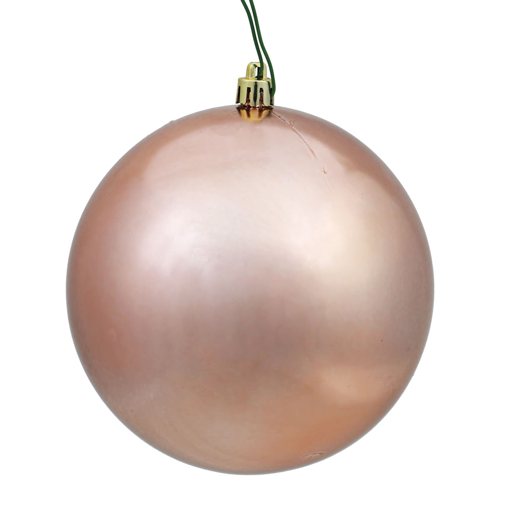 10 Inch Rose Gold Shiny Artificial Christmas Ball Ornament - UV Drilled Cap
