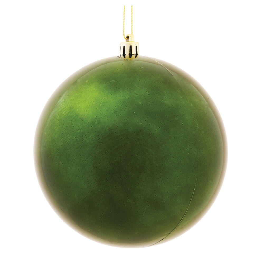 10 Inch Moss Green Shiny Artificial Christmas Ball Ornament - UV Drilled Cap