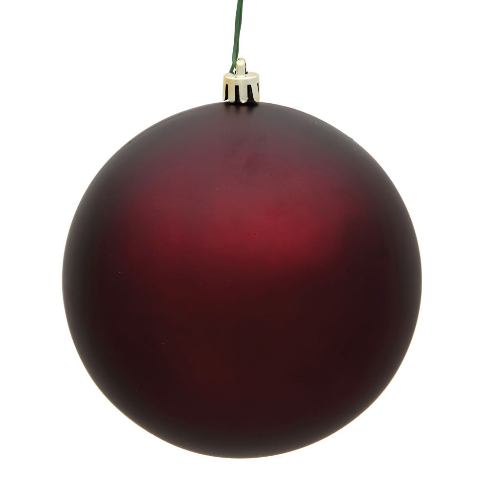 10 Inch Burgundy Matte Artificial Christmas Ball Ornament - UV Drilled Cap