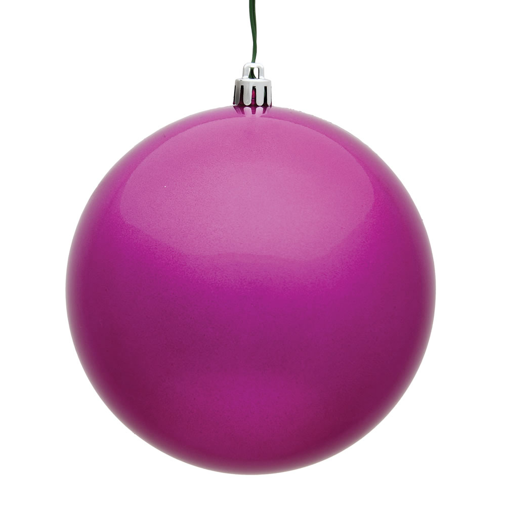 10 Inch Fuchsia Candy Artificial Christmas Ball Ornament - UV Drilled Cap