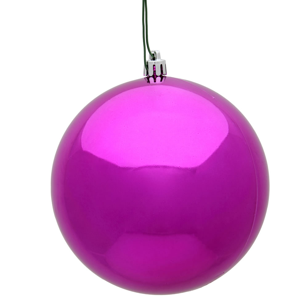 10 Inch Fuchsia Shiny Artificial Christmas Ball Ornament - UV Drilled Cap