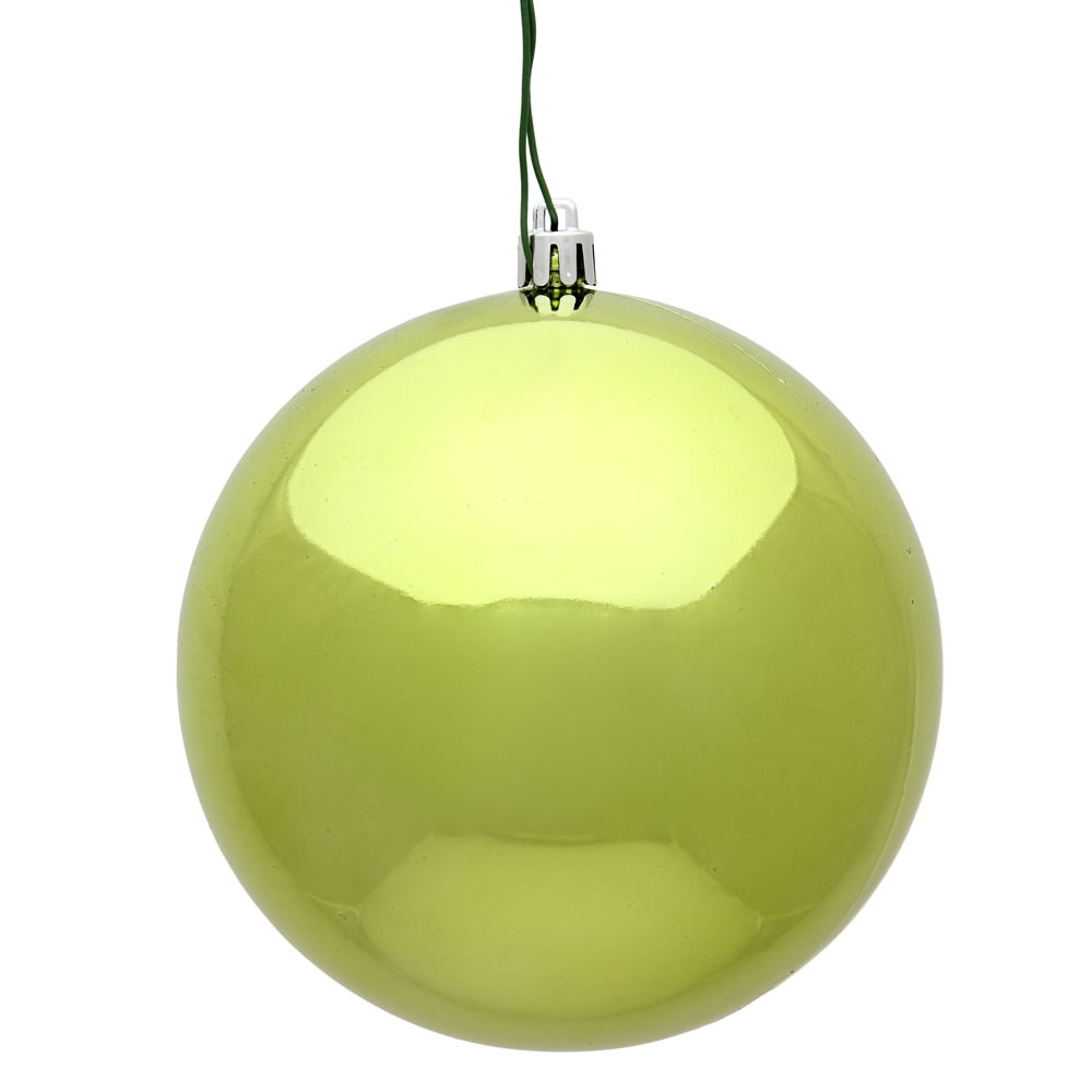 10 Inch Lime Shiny Artificial Christmas Ball - UV Drilled Cap