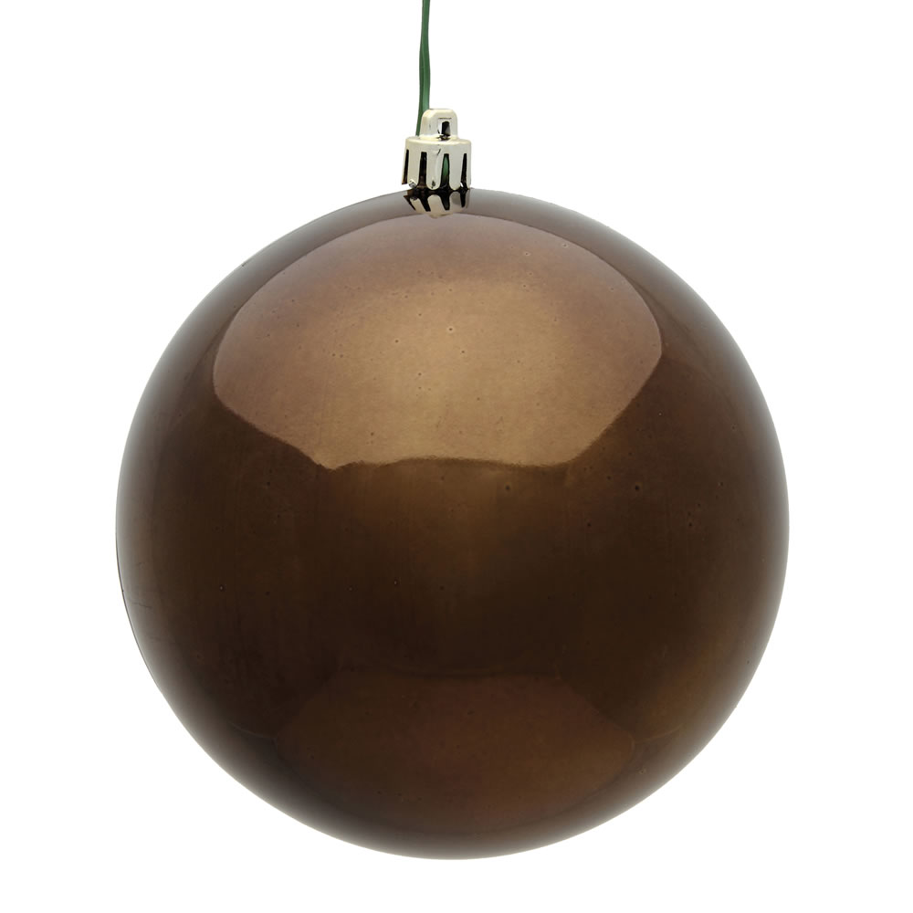 10 Inch Chocolate Shiny Artificial Christmas Ball Ornament - UV Drilled Cap