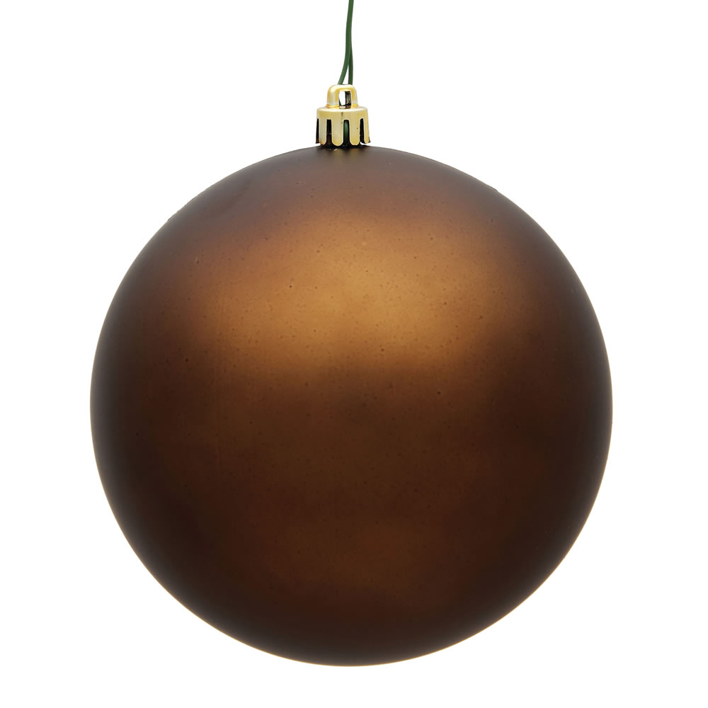 10 Inch Mocha Matte Artificial Christmas Ball Ornament - UV Drilled Cap