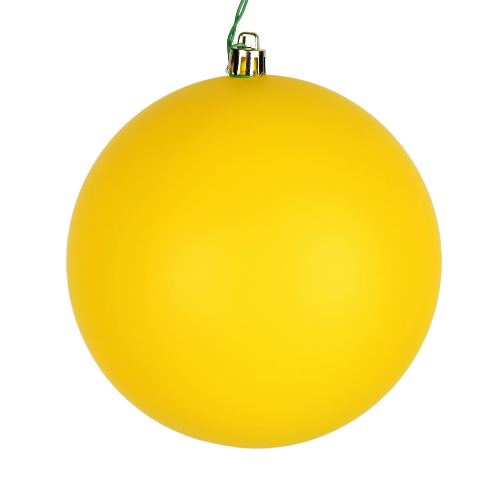 10 Inch Yellow Matte Christmas Ball Ornament with Drilled Cap