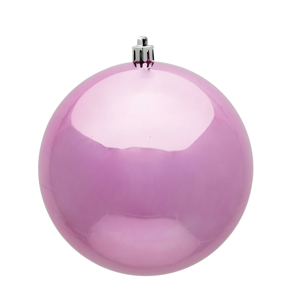 10 Inch Pink Shiny Artificial Christmas Ball Ornament - UV Drilled Cap