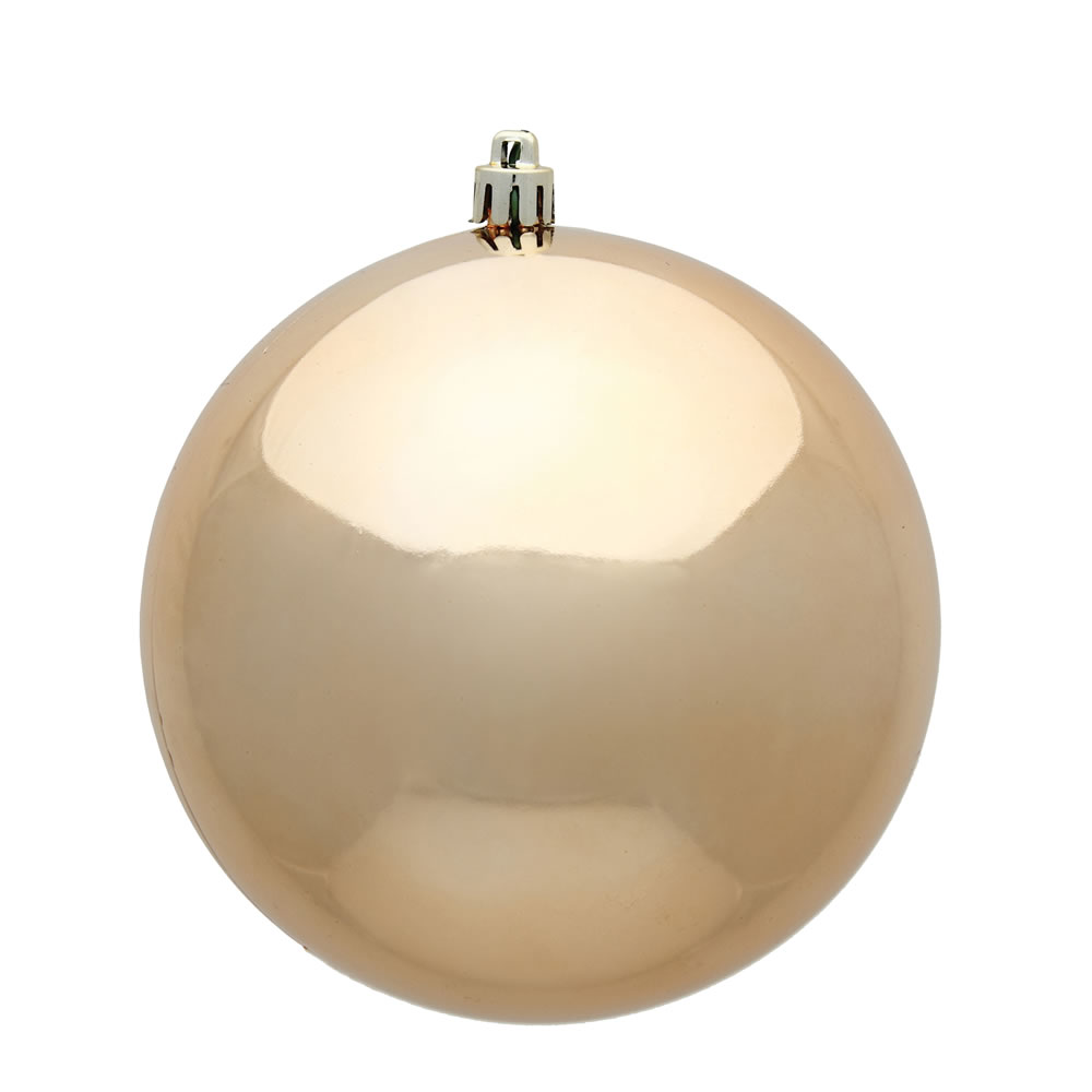10 Inch Cafe Latte Shiny Artificial Christmas Ball Ornament - UV Drilled Cap