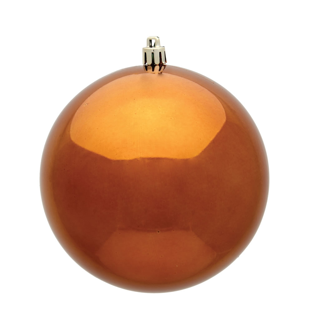 10 Inch Copper Shiny Artificial Christmas Ball Ornament - UV Drilled Cap