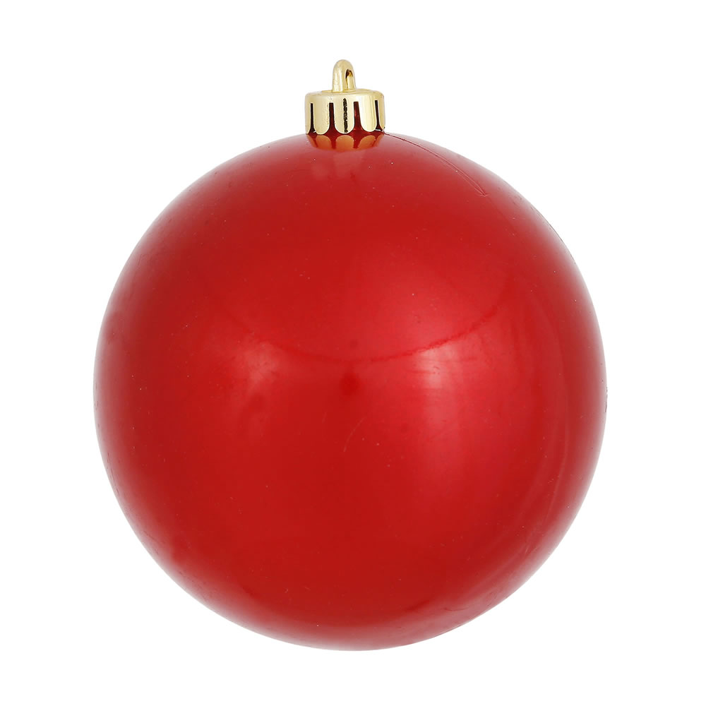 12 Inch Red Candy Round Christmas Ball Ornament Shatterproof UV