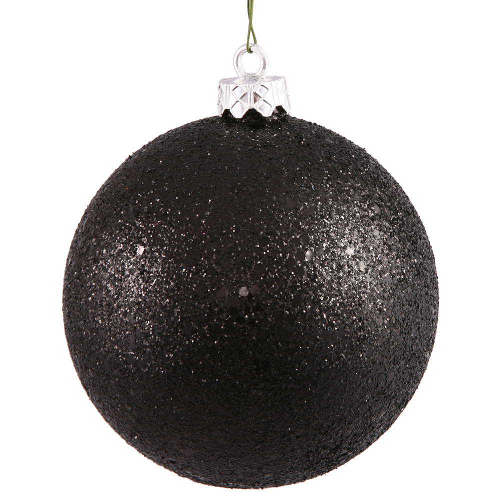 12 Inch Black Sequin Round Shatterproof UV Christmas Ball Ornament