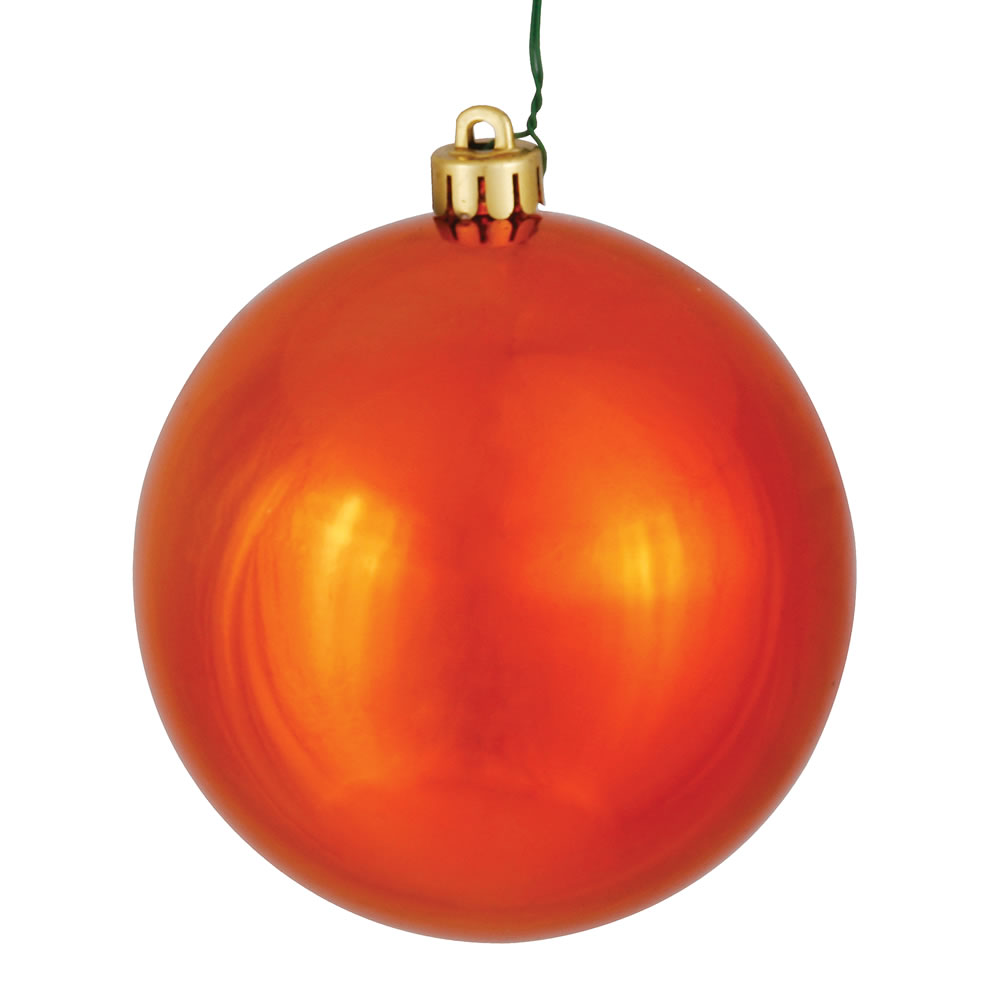 12 Inch Burnish Orange Shiny Round Shatterproof UV Christmas Ball Ornament