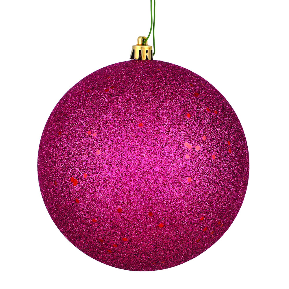 12 Inch Berry Red Sequin Christmas Ball Ornament with Drilled Cap