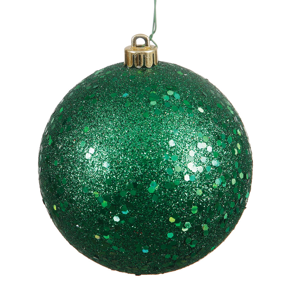 12 Inch Emerald Sequin Christmas Ball Ornament with Drilled Cap