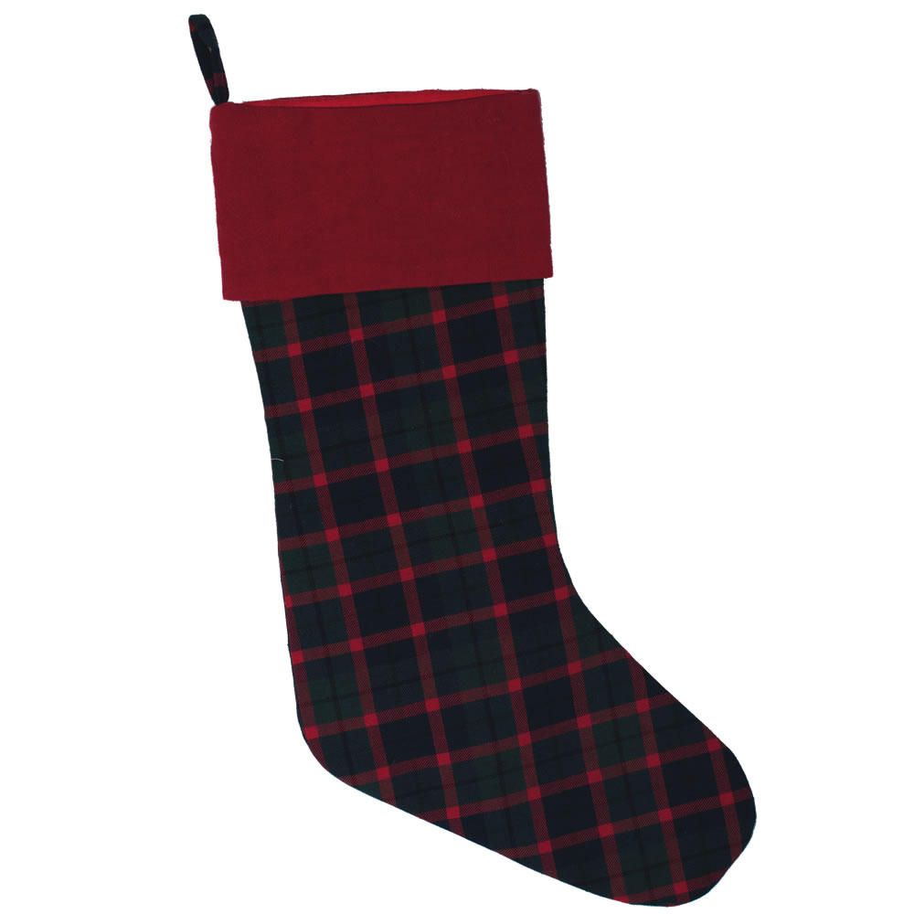 Green Red and Black Plaid Duckcloth Highlands Decorative Christmas Stocking