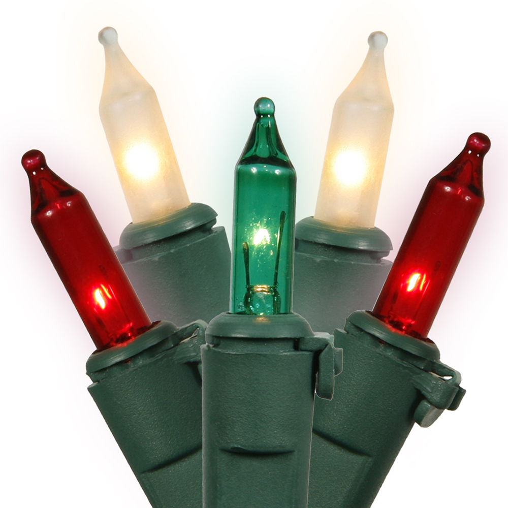 Christmastopia.com 100 Red-White-Green Incandescent Mini Lights with Green Wire