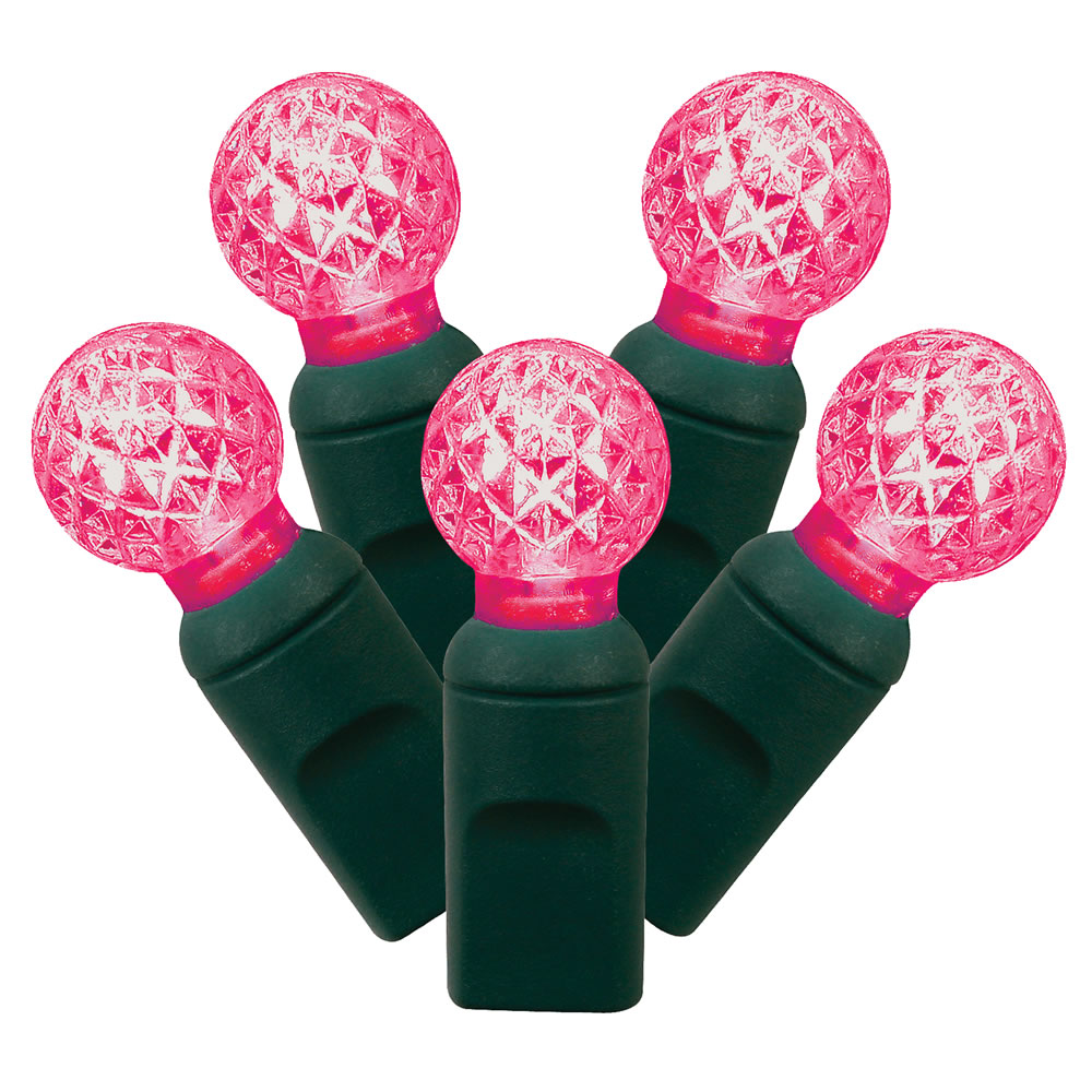 Christmastopia.com 100 Commercial Grade LED G12 Berry Globe Faceted Magenta Christmas Light Set Green Wire