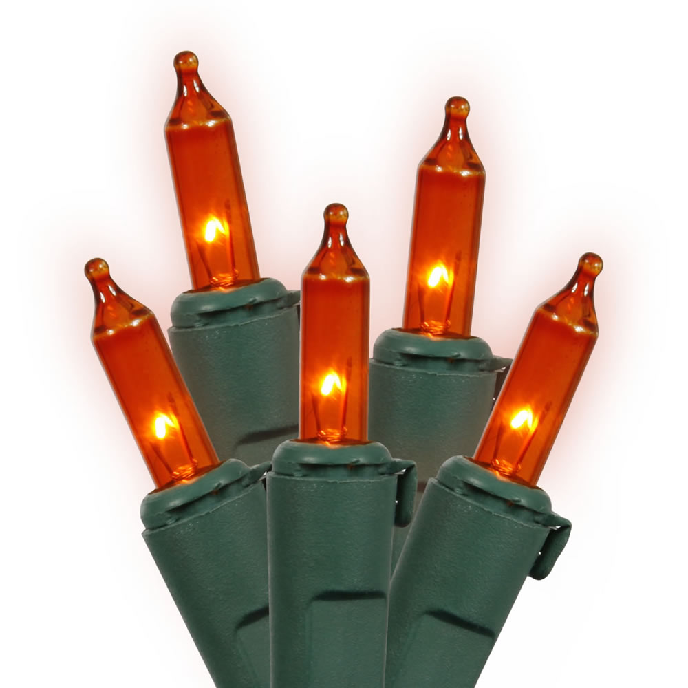 Christmastopia.com 50 Commercial Quality Incandescent Mini Amber Christmas Light Set Green Wire