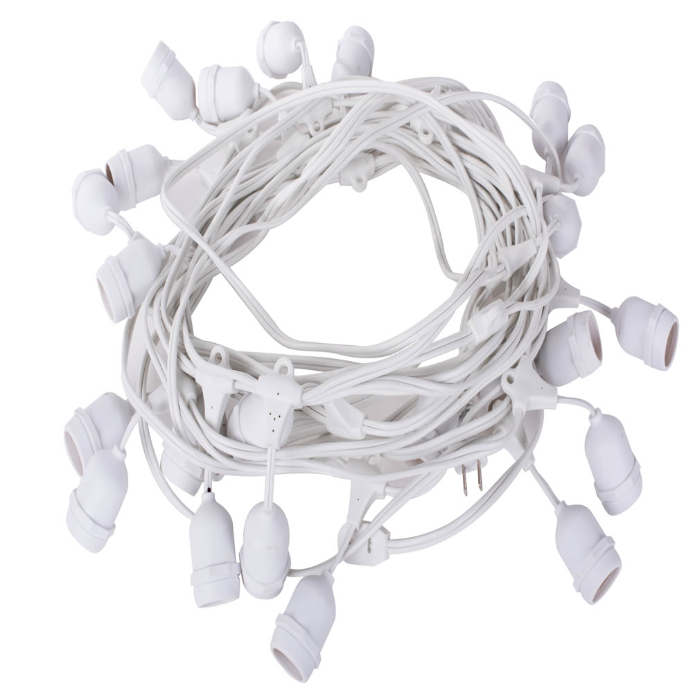 Christmastopia.com 48 Foot S14 Patio Light String With Suspensors 24 Inch Spacing White Wire