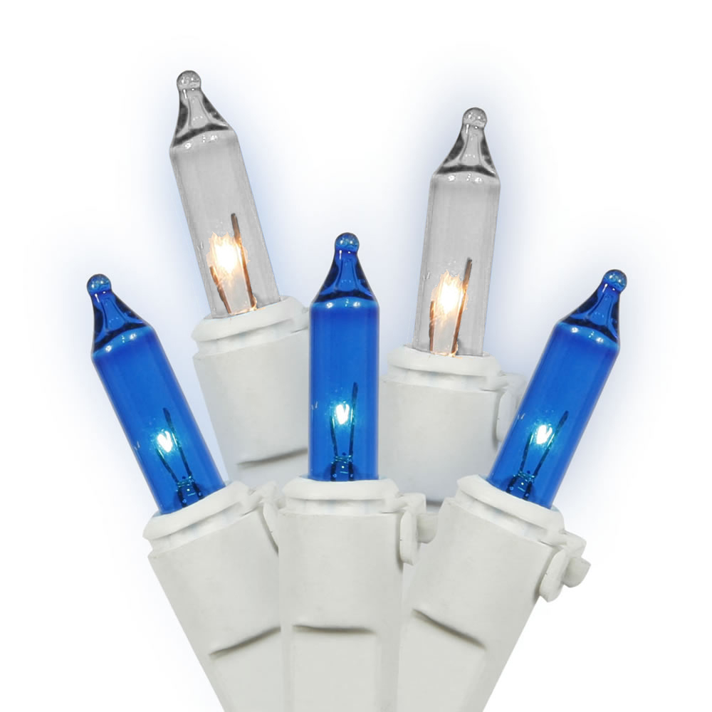 Christmastopia.com 100 Incandescent Mini Blue and White Chanukah Light Set White Wire