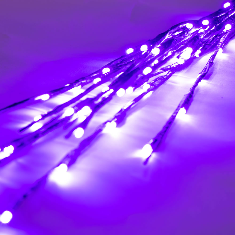 60 LED 5MM Wide Angle Purple Halloween Twig Lights Brown Wire - 3 per Set