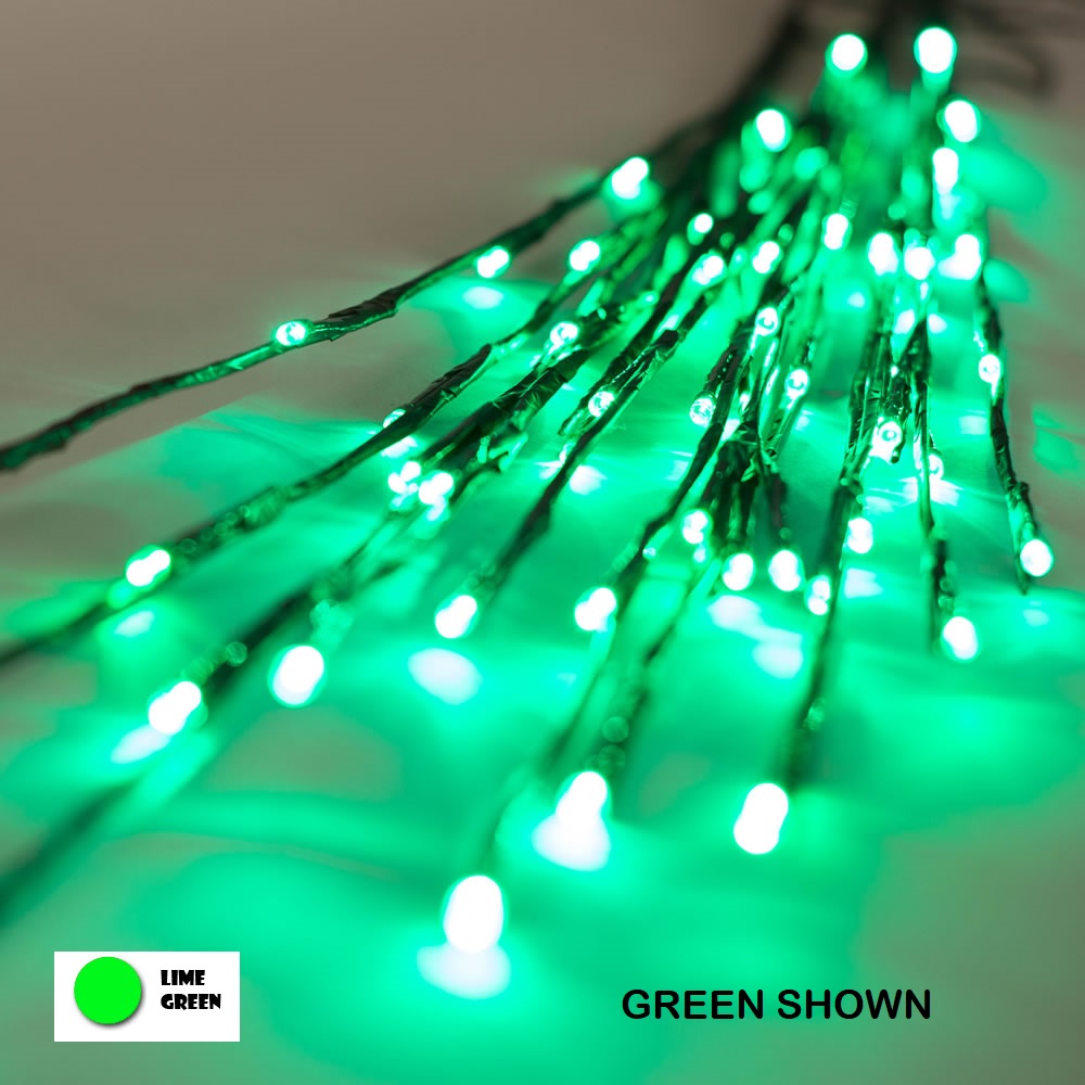 Christmastopia.com 60 LED 5MM Wide Angle Lime Green Halloween Twig Lights Brown Wire - 3 per Set