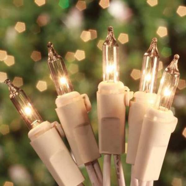 50 Commercial Grade Incandescent Mini Clear Christmas Light Set White Cord Set Of 25