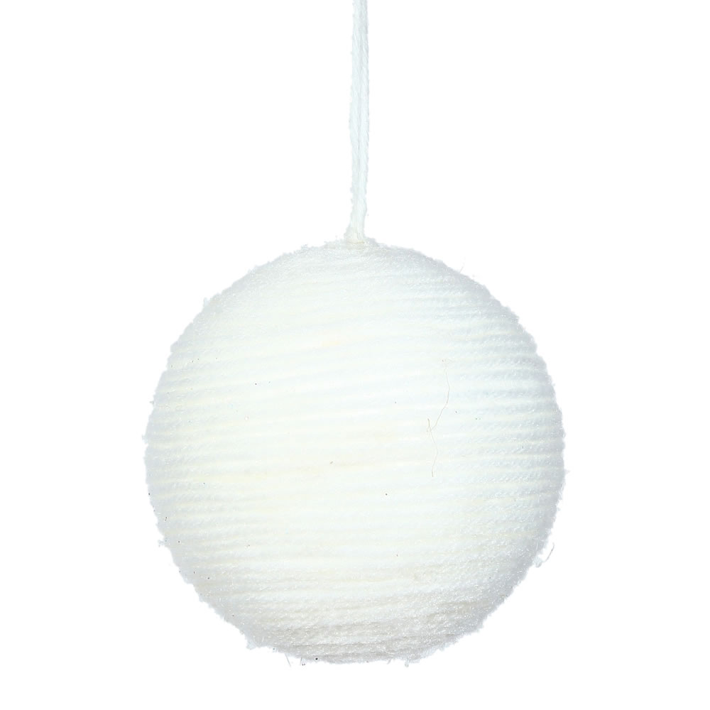 3 Inch White Yarn Round Christmas Ball Ornament