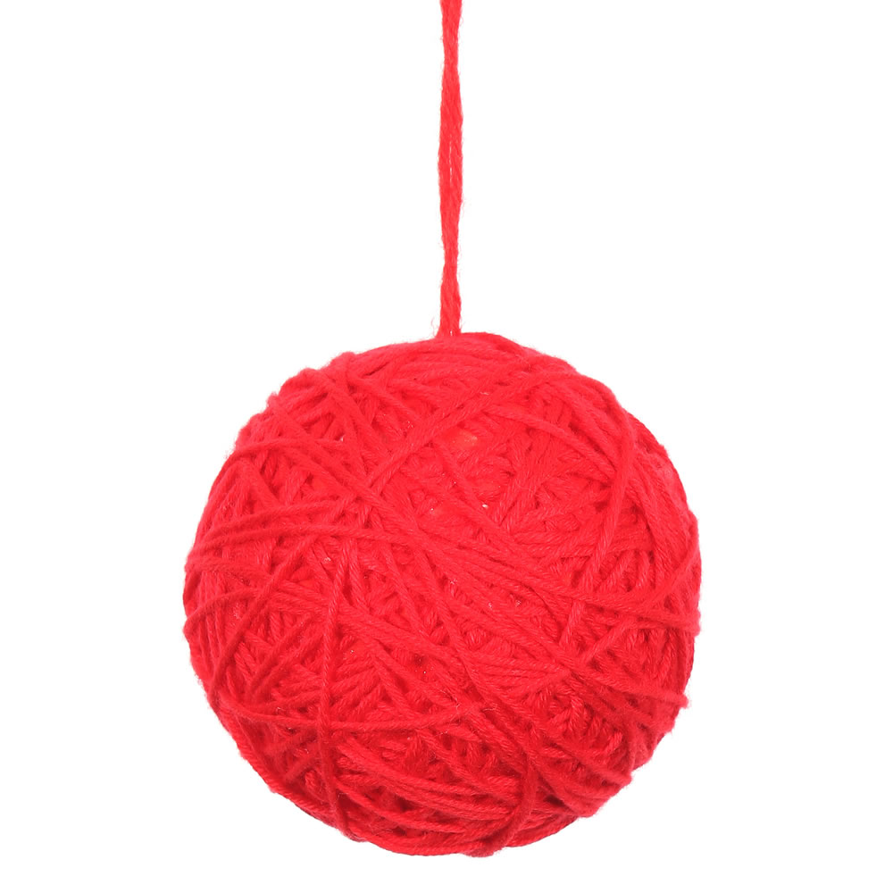 2.4 Inch Red Yarn Round Christmas Ball Ornament