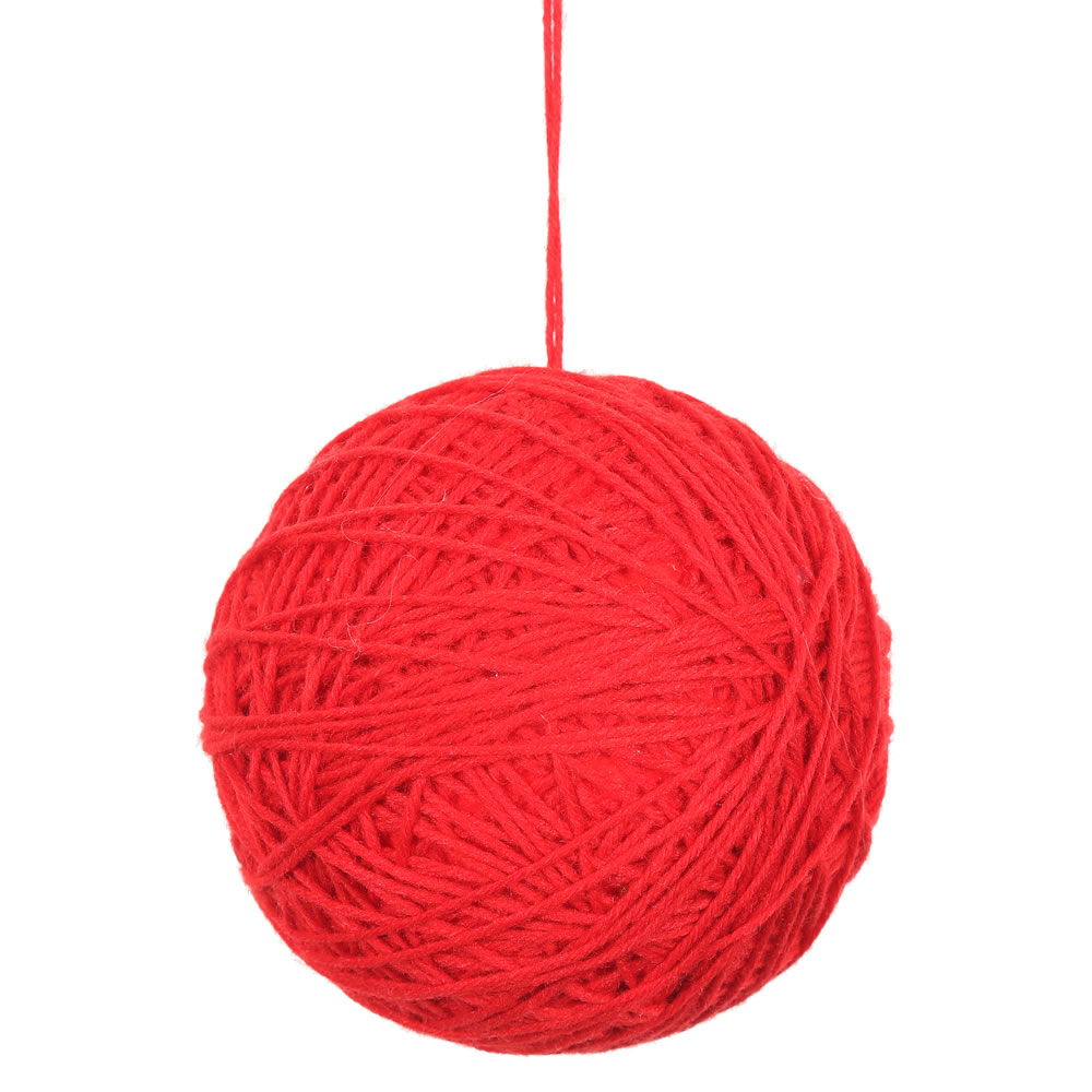 3 Inch Red Yarn Round Christmas Ball Ornament