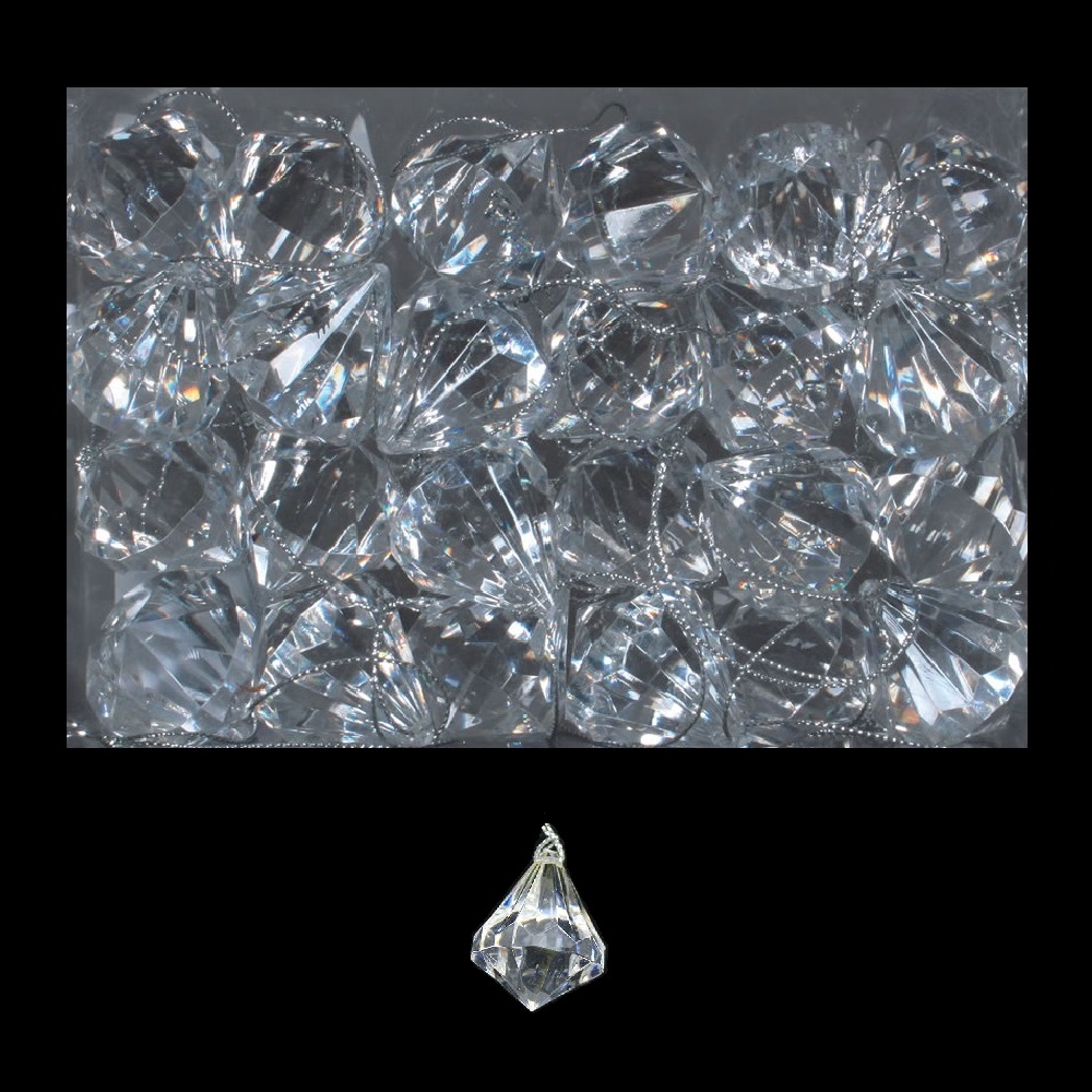 1 Inch Clear Acrylic Diamond Ornament 24 Bx