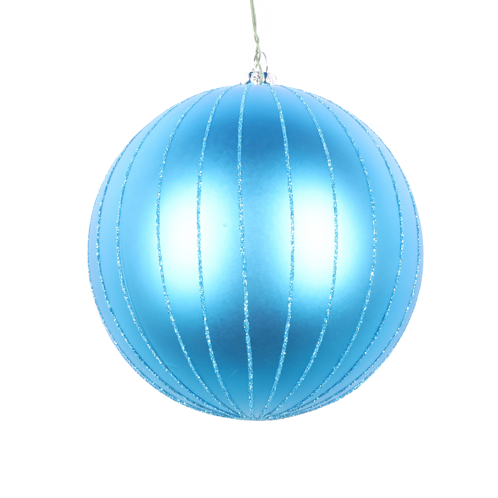 Christmastopia.com 5 Inch Turquoise Matte Glitter Round Christmas Ball Ornament Shatterproof