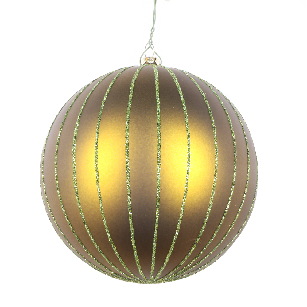 Christmastopia.com 5 Inch Olive Matte Glitter Round Christmas Ball Ornament Shatterproof