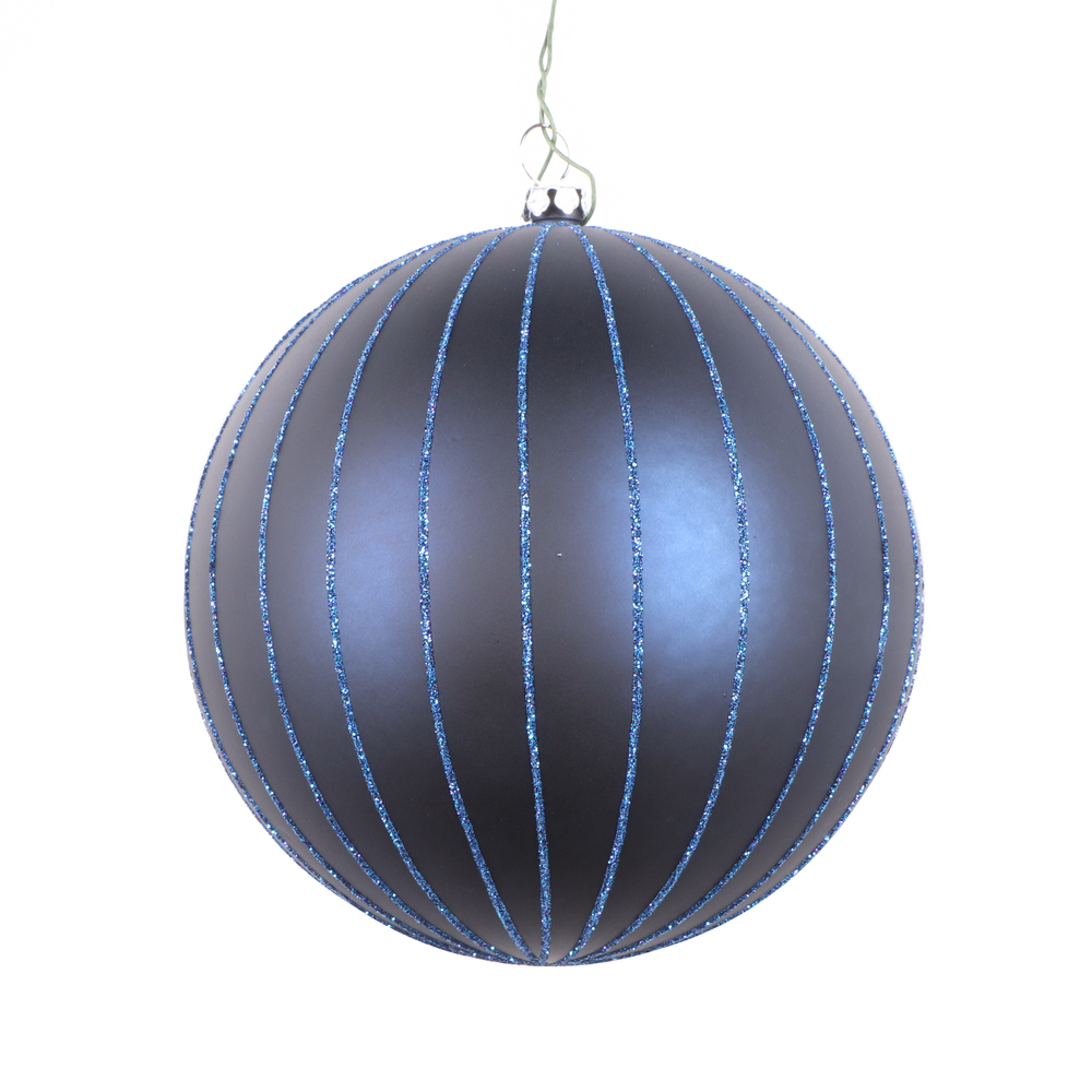 Christmastopia.com 5 Inch Midnight Blue Matte Glitter Round Christmas Ball Ornament Shatterproof