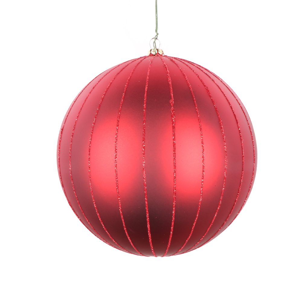 Christmastopia.com 6 Inch Red Matte Glitter Round Christmas Ball Ornament Shatterproof