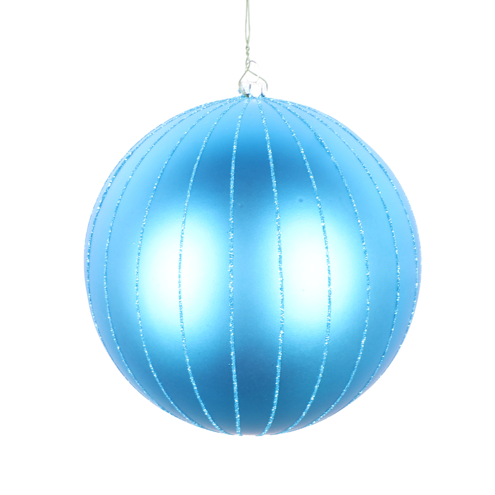 Christmastopia.com 6 Inch Turquoise Matte Glitter Round Christmas Ball Ornament Shatterproof