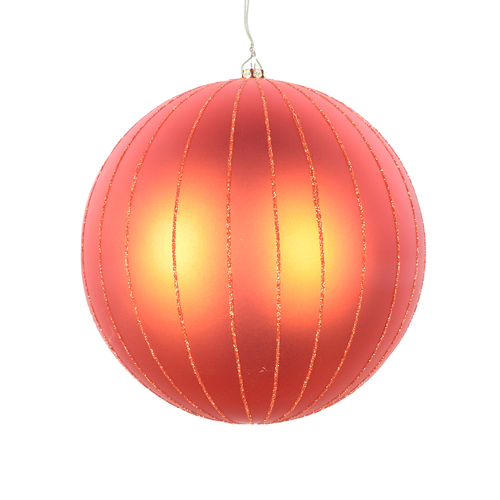 Christmastopia.com 6 Inch Burnished Orange Matte Glitter Round Christmas Ball Ornament Shatterproof