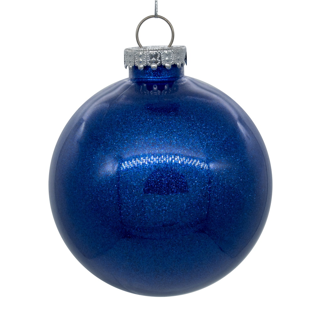 Christmastopia.com 3 Inch Blue Glitter Clear Round Christmas Ball Ornament Shatterproof