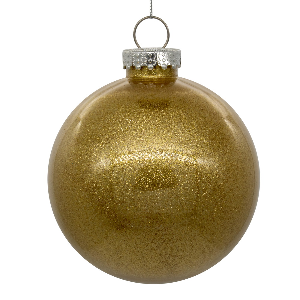 Christmastopia.com 3 Inch Gold Glitter Clear Round Christmas Ball Ornament Shatterproof