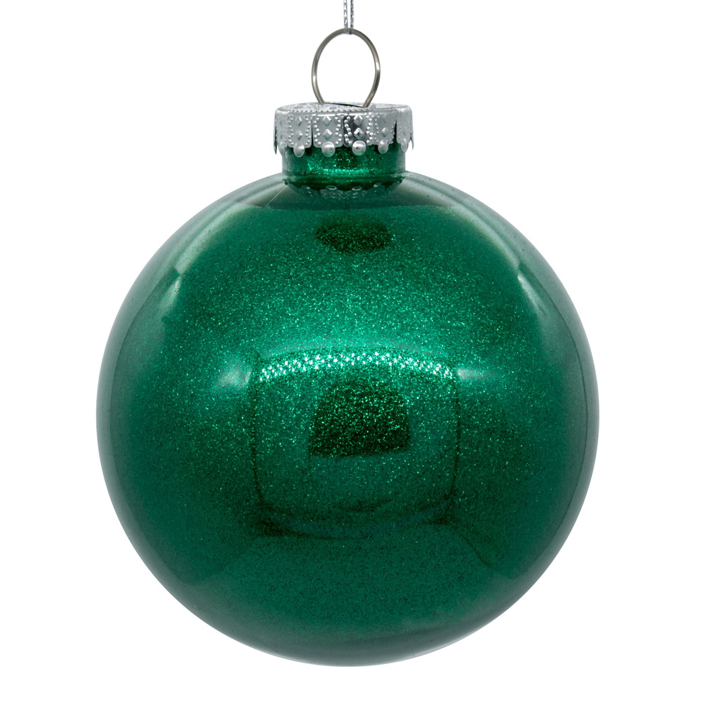 Christmastopia.com 3 Inch Seafoam Glitter Clear Round Christmas Ball Ornament Shatterproof
