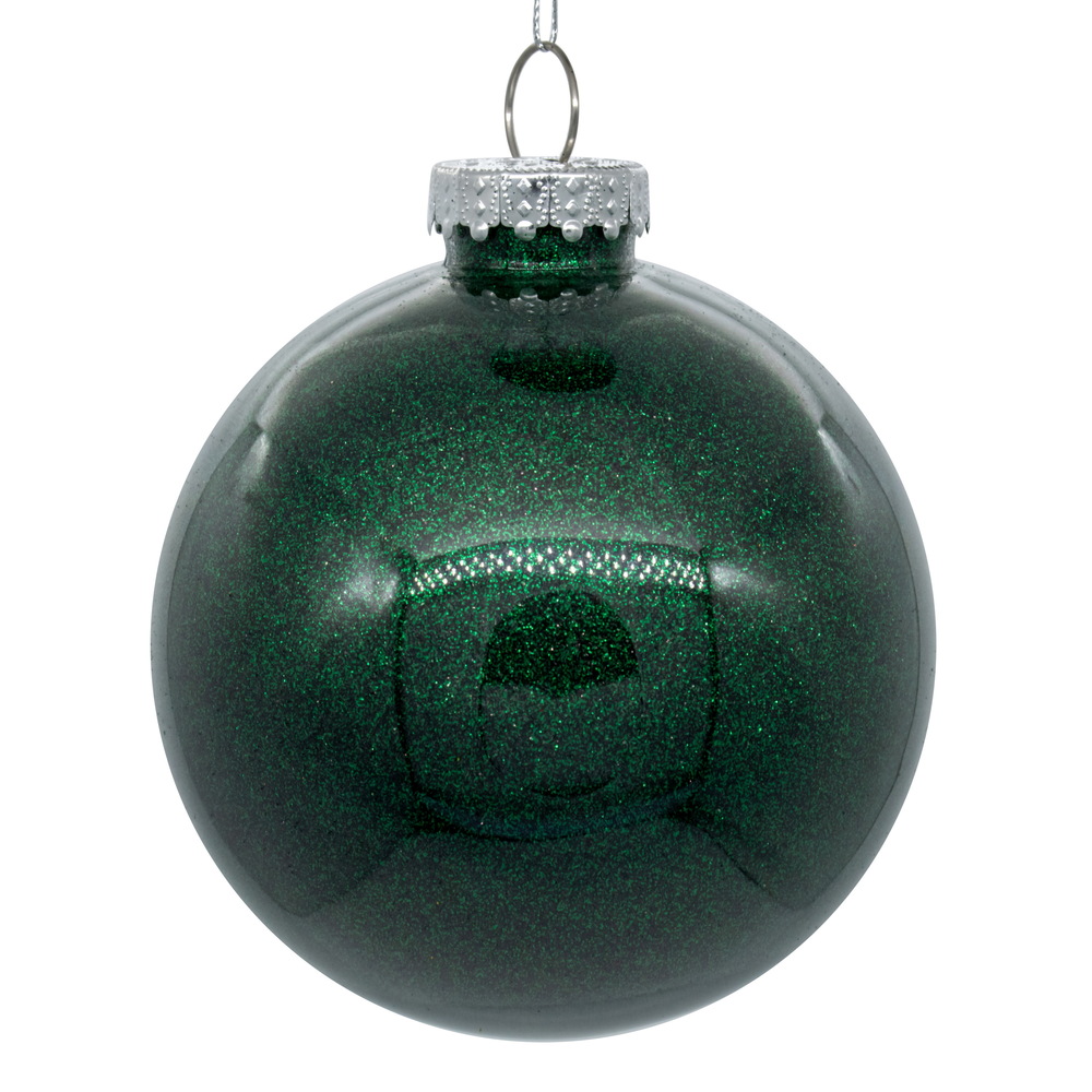 Christmastopia.com 3 Inch Midnight Green Glitter Clear Round Christmas Ball Ornament Shatterproof