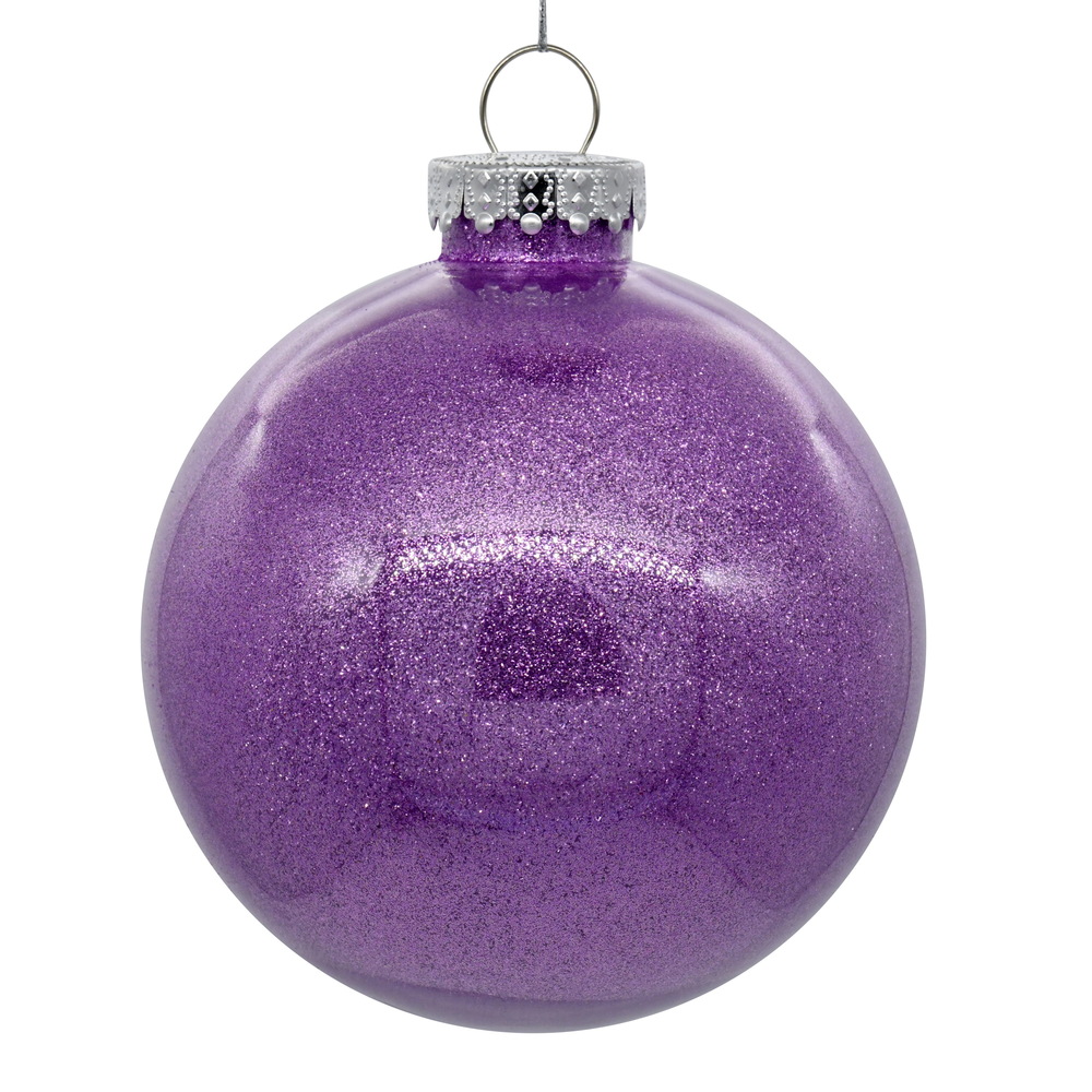 Christmastopia.com 3 Inch Lavender Glitter Clear Round Christmas Ball Ornament Shatterproof