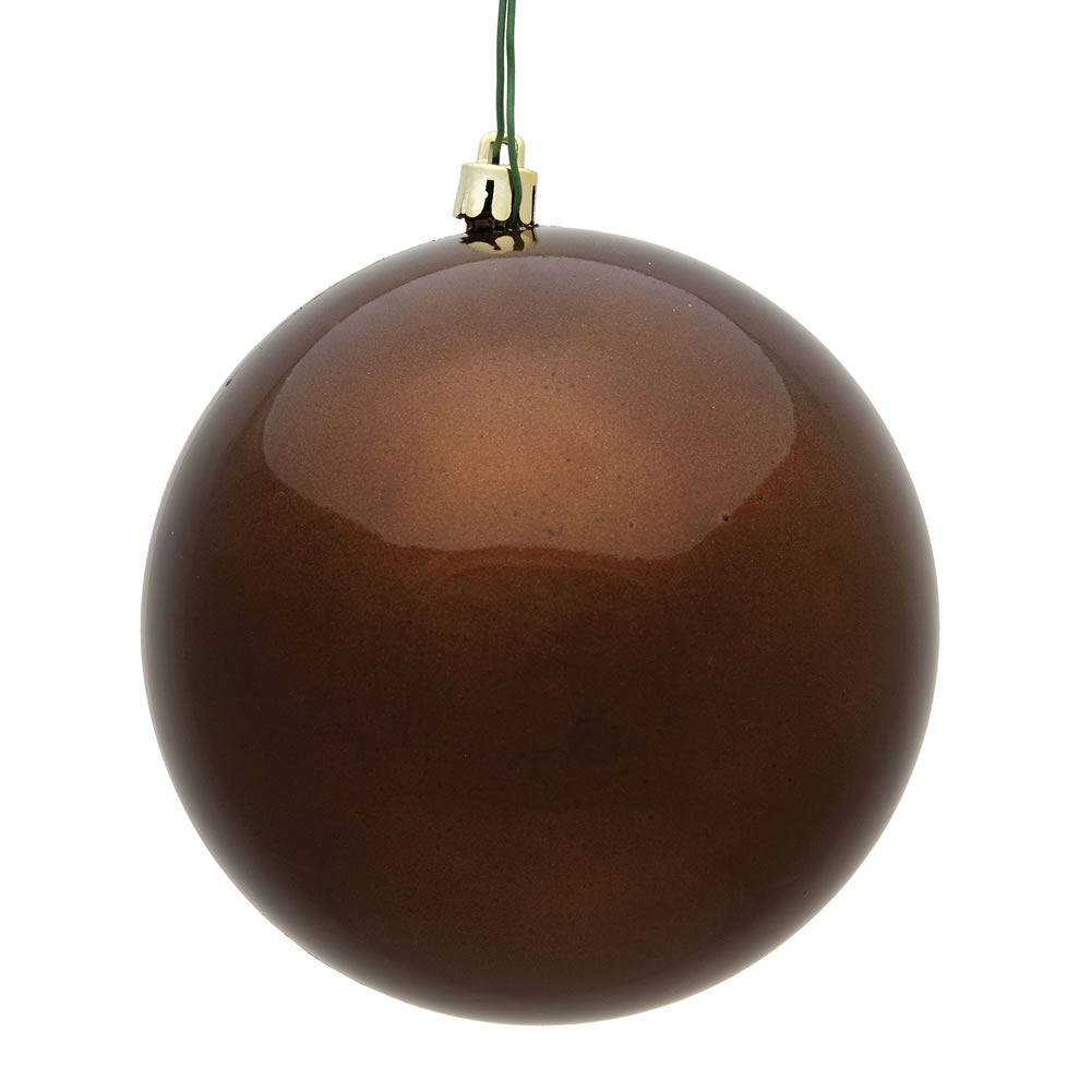 6 Inch Mocha Candy Round Christmas Ball Ornament Shatterproof UV