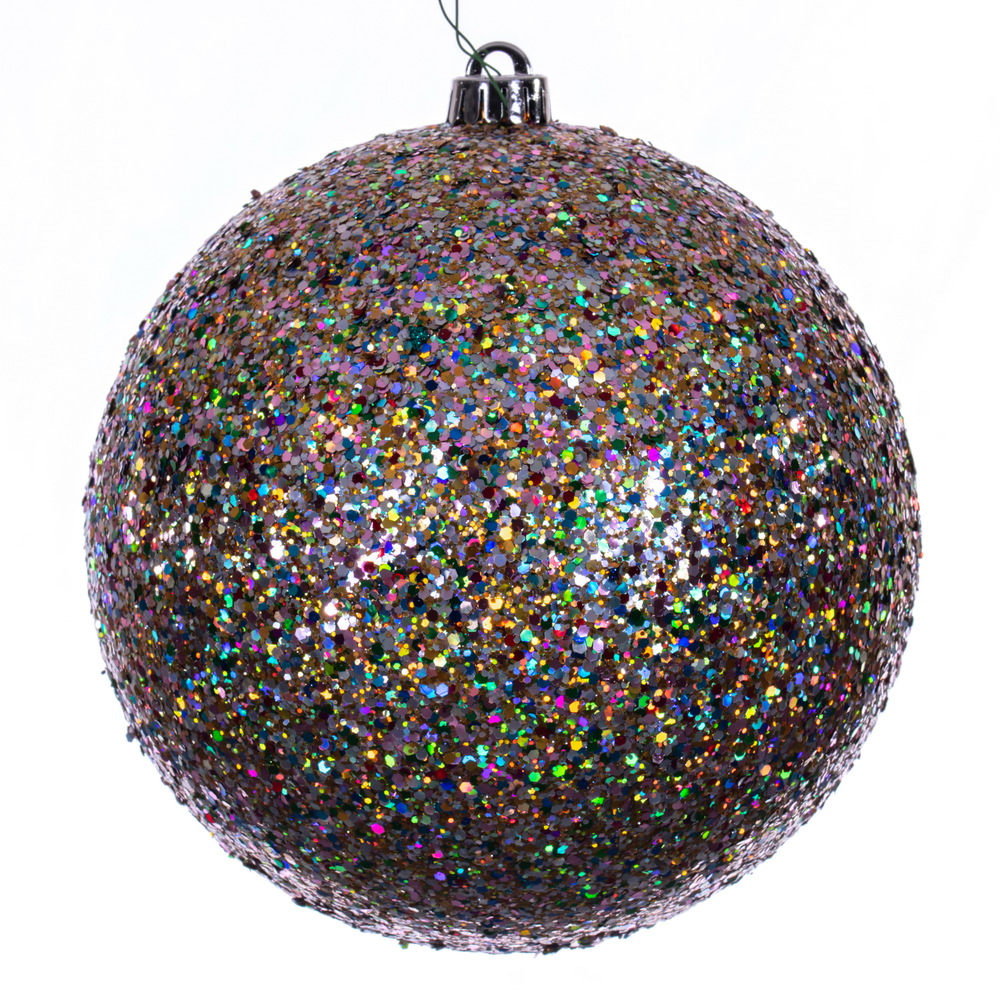 6 Inch Multi-Color Sequin Glitter Round Christmas Ball Ornament Shatterproof