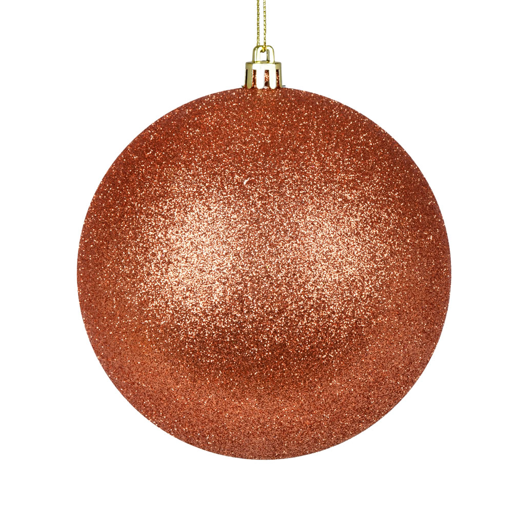 Christmastopia.com - 10 Inch Coral Glitter Christmas Ball Ornament with Drilled Cap